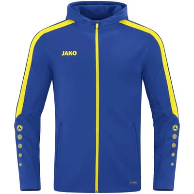 Jako Power Jas Met Kap Dames - Royal / Geel | Maat: 34