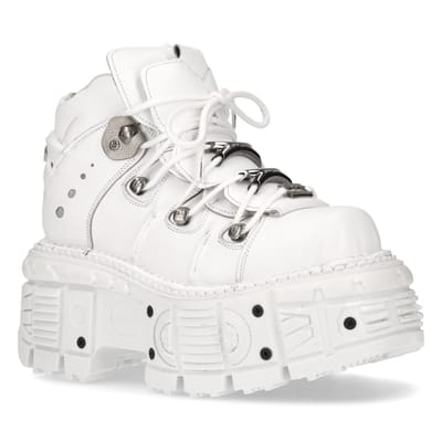New Rock Unisex wit lederen gotische punklaarzen - M-TANK106-C1