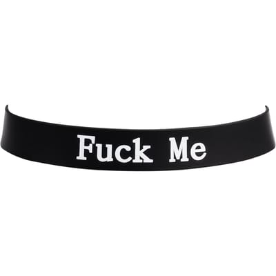 Rimba - Halsband - Collar Met Tekst - FUCK ME - Siliconen - Zwart