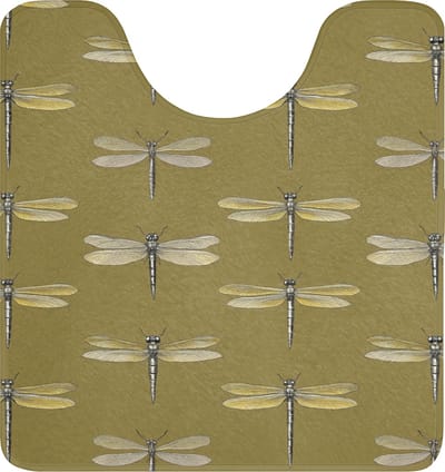 WC mat met uitsparing 55x60 cm - Antislip - Libellen - Patroon - Groen - Toiletmat met uitsnijding - Vloermat - Douchemat - Toilet tapijt - Toiletmatten