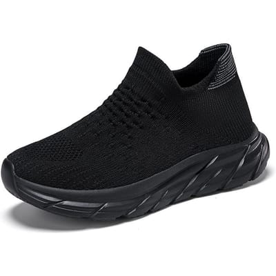 Nieuwe Kinder Sok Schoenen Gebreide Mode Middelhoge Sneakers voor Jongens Meisjes Casual Sport Sok Sneakers Kinder Tennis Schoenen 35 black