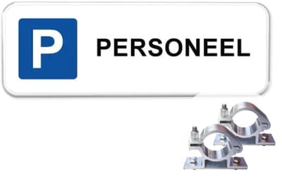Parkeerbord Personeel - Weerbestendig Aluminium - 40x15 cm - Bevestiging: Met paalbeugels Ø48mm