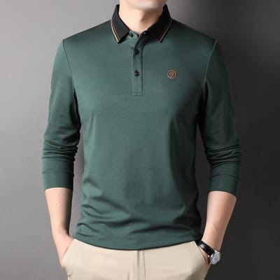 Lente en Herfst Nieuwe Casual Mode Heren Jong en Middelbaar Eenvoudige Kleur Lange Mouw T-shirts Heren Polo's XXXL gray