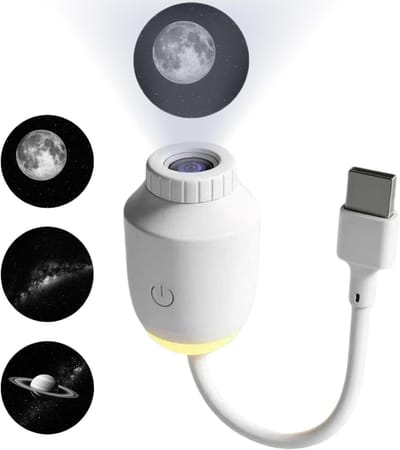 VHV - Nachtlampje - Sterrenprojector - Galaxy projector - Projectielamp - LED - USB - Inclusief 3 dia's - Zacht licht - Voor kinderen en slaapkamer - Cadeau idee - Wit