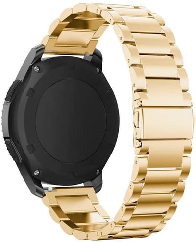 Strap-it Stalen schakel bandje 22mm - RVS bandje geschikt voor Samsung Galaxy Watch 46mm / Galaxy Watch 3 45mm / Gear S3 Classic & Frontier - Amazfit GTR 47mm / GTR 2 / GTR 3 - Pro - OnePlus Watch - goud