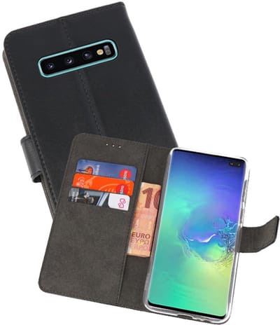 Booktype Telefoonhoesjes - Bookcase Hoesje - Wallet Case - Geschikt voor Samsung Galaxy S10 Plus - Zwart
