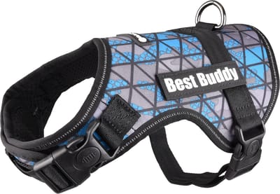 Flamingo Uranus - Harnas Honden - Harnas Best Buddy Uranus Blauw Camouflage Grid S 50-70cm 25mm - 1st - 122442 - 1st