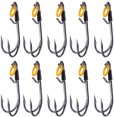 Dailygoods- Vishaken Dubbel 10 Stuks - Koolstofstaal - Herbruikbaar - Voor Levende Garnalen - Vermindert Vissterfte - Aantrekkelijk voor Grotere Vissen - Haak