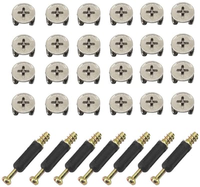 25 Stuks Eccentrische Cam Locks met Zelftappende Schroeven voor Meubelverbindingen, Kasten en Lades