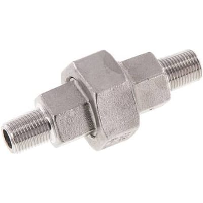 R 1/8'' RVS Borstnippel 3-delig met Conische afdichting 16 Bar