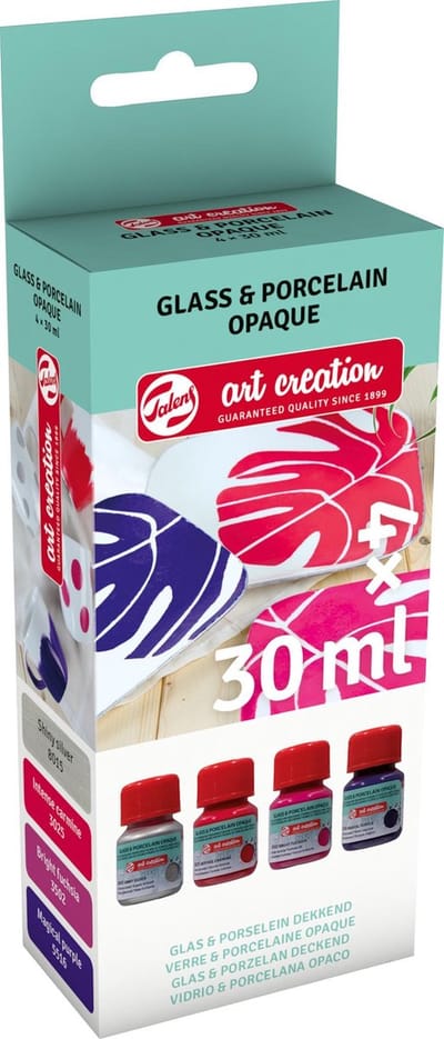 Talens Art Creat.Glas & Porselein Dekkend Set 4 x 30 ml Roze Zilver