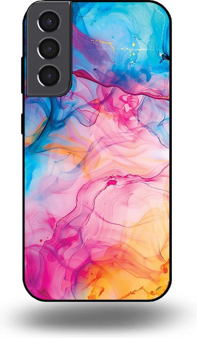 Smartphonica Telefoonhoesje Geschikt voor Samsung Galaxy S21 met Regenboog Acryl Marmer Opdruk - TPU Backcover Case Rainbow Acrylic Marble Design geschikt voor Samsung Galaxy S21