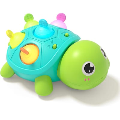 Muzikaal Kruipend Schildpad Speeltje met Licht Automatische Sensor Loop Interactief Spel Speelgoed voor Kinderen Educatief Sensorisch Spel blue