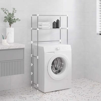 vidaXL - Wasmachinerek - 2-laags - 69x28x143 - cm - ijzer - grijs