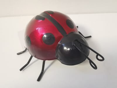 Lieveheerbeestje - Decoratie - Metaal - Gezellig - incl. Haakje - Leuk voor de schutting - Afmetingen: 9x8.5x4,5cm-