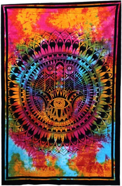 Eenpersoons Katoenen Sprei - Hamsa - Wanddoek - Wandkleed - Bedsprei - 130x200cm