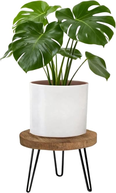 Plantenstandaard van hout, bloemenstandaard, rond, hoge belasting, bloemenkruk, 25 cm, voor verschillende potmaten, plantenrek, plantenkruk, voor woonkamer, balkon en tuin, decoratie voor binnen en