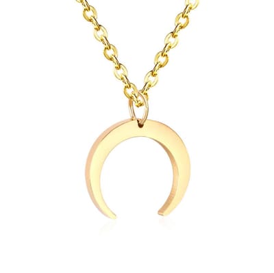 Planet Pink - Ketting halve maan hanger goud - Stainless Steel - Roestvrij Staal rvs - Waterproof