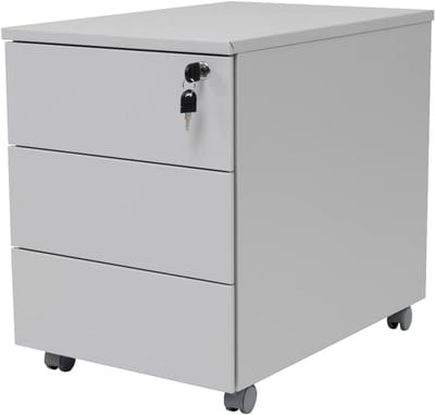 Verrijdbare Ladekast met 3 Laden en Slot - Rolcontainer voor Onder het Bureau - Archiefkast voor Kantoor en Thuiswerkplek