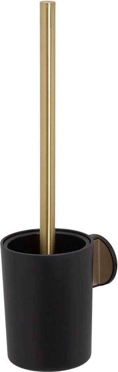 Tiger Tune - Toiletborstel met houder - Zonder boren - Zelfklevend 3M tape - Goud geborsteld / Zwart