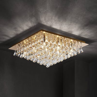 Lindby - plafondlamp - 12lichts - K9 kristal, staal - H: 24.5 cm - G9 - goud, transparant