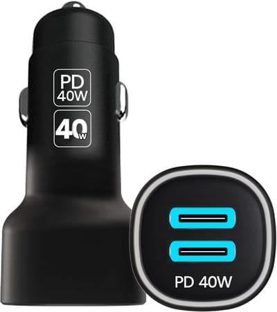 Xssive - Dubbele USB C Autolader (2 Poorten) - 40W Snellader - 30W Power Delivery - Auto Oplader 12V/24V - Sigarettenaansteker USB