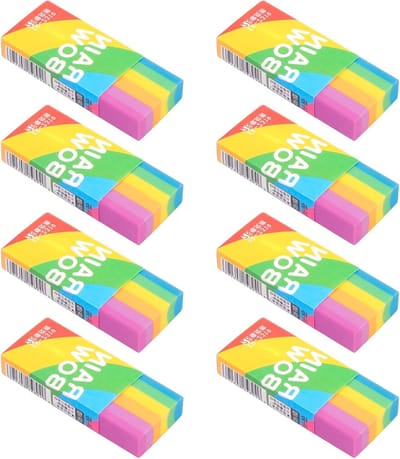 Set van 8 Kleurrijke Zachte Gum voor Kinderen - Ideaal voor School, Kantoor en Creatieve Activiteiten