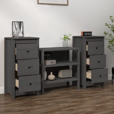 vidaXL - Dressoirs - 2 - st - 40x35x80 - cm - massief - grenenhout - grijs