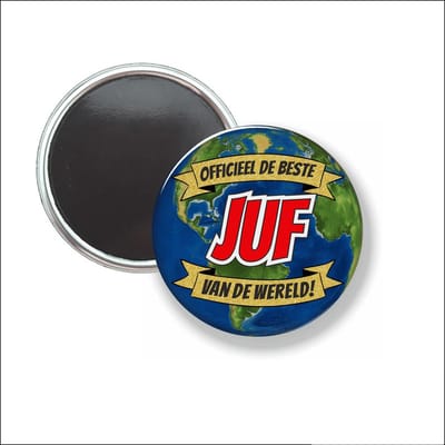 Button Met Magneet 58 MM - Officieel De Beste Juf Van De Wereld - NIET VOOR KLEDING