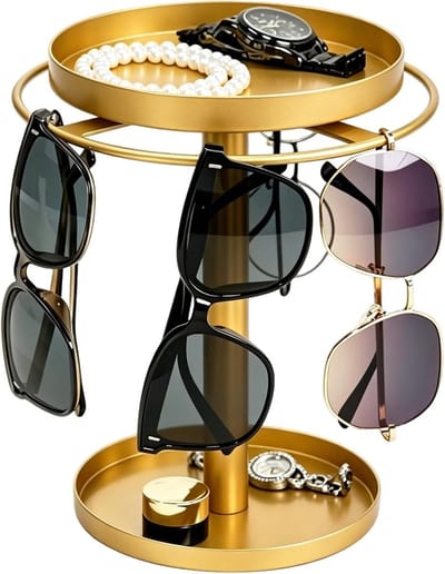 Brillenrek - Accessoirehouder - Sieraden opbergen - 360 graden rotatie - 23.5 x 20 x 20 cm - Goud