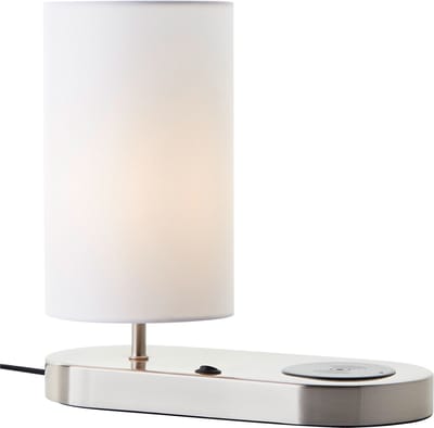 Brilliant Clarie 60091/75 tafellamp voor slaapkamer, woonkamer, hal, metaal/stof, binnen, wit/ijzer - zonder lichtbron