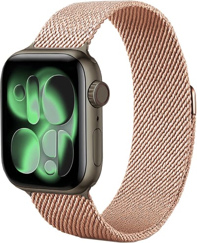 Milanees Bandje Geschikt voor Apple Watch 42/44/45/46 mm Milanees Bandje - Band Geschikt voor Apple Watch 42/44/45/46 mm Met Magneetsluiting - Rose Goud