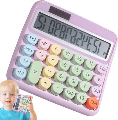 Grote Rekenmachine - 12 Cijfer Calculator - Thuis School Werk - Grote Toetsen Kantelbaar - 127 cm Scherm - Paars