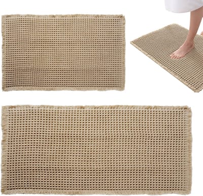 Badmatten, 43 x 61 cm + 60 x 120 cm, antislip achterkant met smeltlijm, absorberend en sneldrogend, zacht en duurzaam, geschikt voor slaapkamers en badkamers