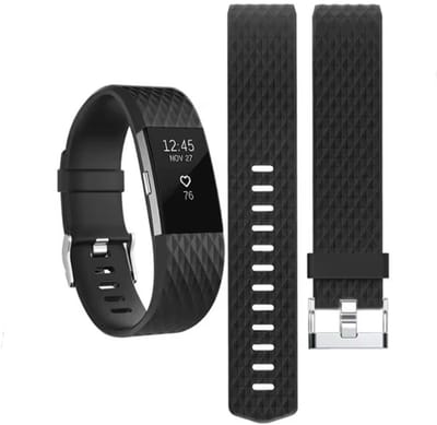 Zwart siliconen bandje geschikt voor Fitbit Charge 2 - Zwart - Sportbandje - Large - Mooi bandje voor Fitbit - CHPN