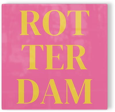 Tegeltje Rotterdam - roze geel - tegeltje stad - tegeltje met tekst
