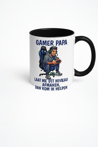 Gamer Papa Mok - Laat Me Dit Niveau Afmaken - Unieke Koffiemok Voor Game Liefhebbers