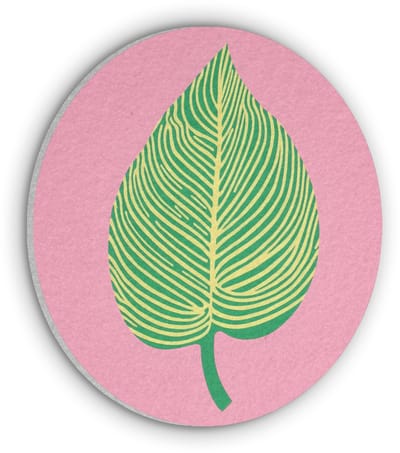 Akoestisch wandpaneel rond 50x50 cm - Vilt schilderij Illustratie - Blad - Minimalistisch - Groen - Ronde akoestische panelen - Geluidsdempende wanddecoratie - Geluidsisolatie wandcirkel - Muurdecoratie geluidspanelen