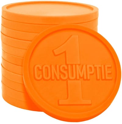 CombiCraft consumptiemunt met opdruk 1-consumptie 1000 stuks - Oranje