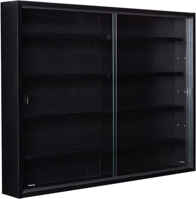 QORA® Vitrinekast met Glas - Vitrinekast Hangend - Vitrinekast - Zwart - 10cm x 80cm x 60cm