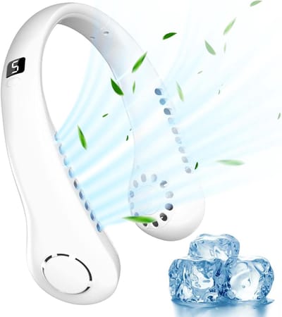 Nekventilator - Draagbare USB-oplaadbare ventilator zonder bladen - Handsfree - 5 instelbare windsnelheden - Geschikt voor reizen, binnen- en buitengebruik, kantoorbewaking en andere situaties - Wit