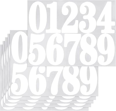 60 stuks 6 vellen brievenbusnummers, 1 inch waterdichte vinyl witte brievenbusnummers voor buiten, zelfklevende nummerstickers voor brievenbus, adresnummers, huis