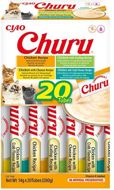 INABA CIAO Churu Creamy Puree Kattensnack Liquid Kip variëteiten 20x14g
