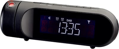 Majestic RS 119P DAB/DAB+/FM Alarm Clock Radio, LCD Display, Projection Adjustable, USB Charging Port, Alarm Clock with Two Alarms and Three Ringtones, Black