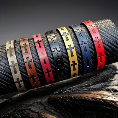 VANDAAG VERZONDEN - Armbanden 7 STUKS - Kruis Kruizen - Christelijk - Jezus Jesus - Leather look Leder Leer