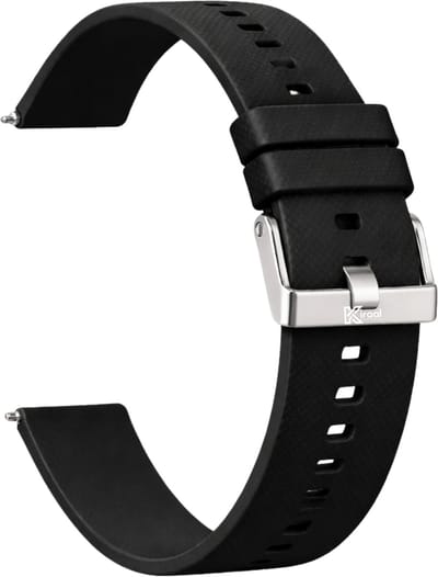 Kiraal - Premium Luxe Siliconen Horlogebandje - Siliconen - 20mm - Zwart - Smartwatch bandje - Universeel