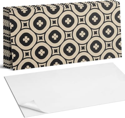 Coloray Plaktegels - Geometrisch patroon met vierkanten Wandtegel Zelfklevend - 60 cm x 30 cm - Zwart Plaktegels - 6 stuks - Rechthoek PVC Tegels - Plaktegels Keuken - Zelfklevende Vloertegels Badkamer - Vinyltegels Vloer Zelfklevend