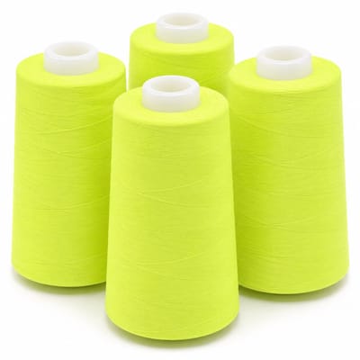 Polyester Overlockgaren – 4 Cones × 2700 m – Totaal 10.800 m – Fluogeel 1745