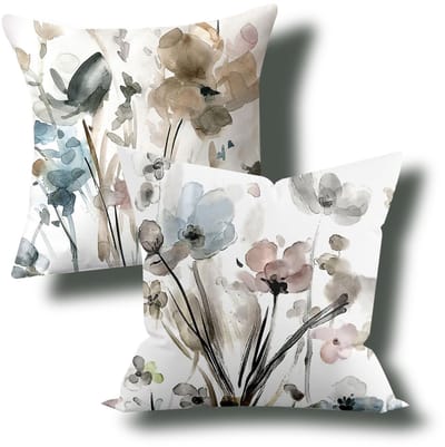 ONF3 - Pluche Kussenslopen - Aquarelbloemenpatroon - Zacht en comfortabel - 45 x 45 cm - Decoratie - Geschikt voor woonkamer en slaapkamer