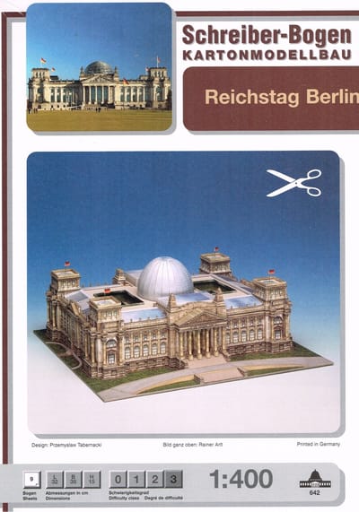 bouwplaat :  Gebouwen Reichstag, Berlijn, schaal 1:400